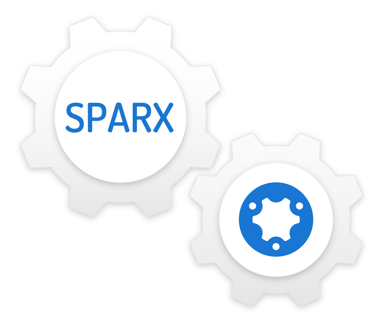 Simpro and SPARX logos integrating as gears